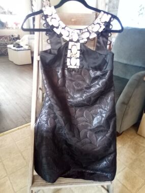 Arden B Black Mini Dress with Jeweled Collar